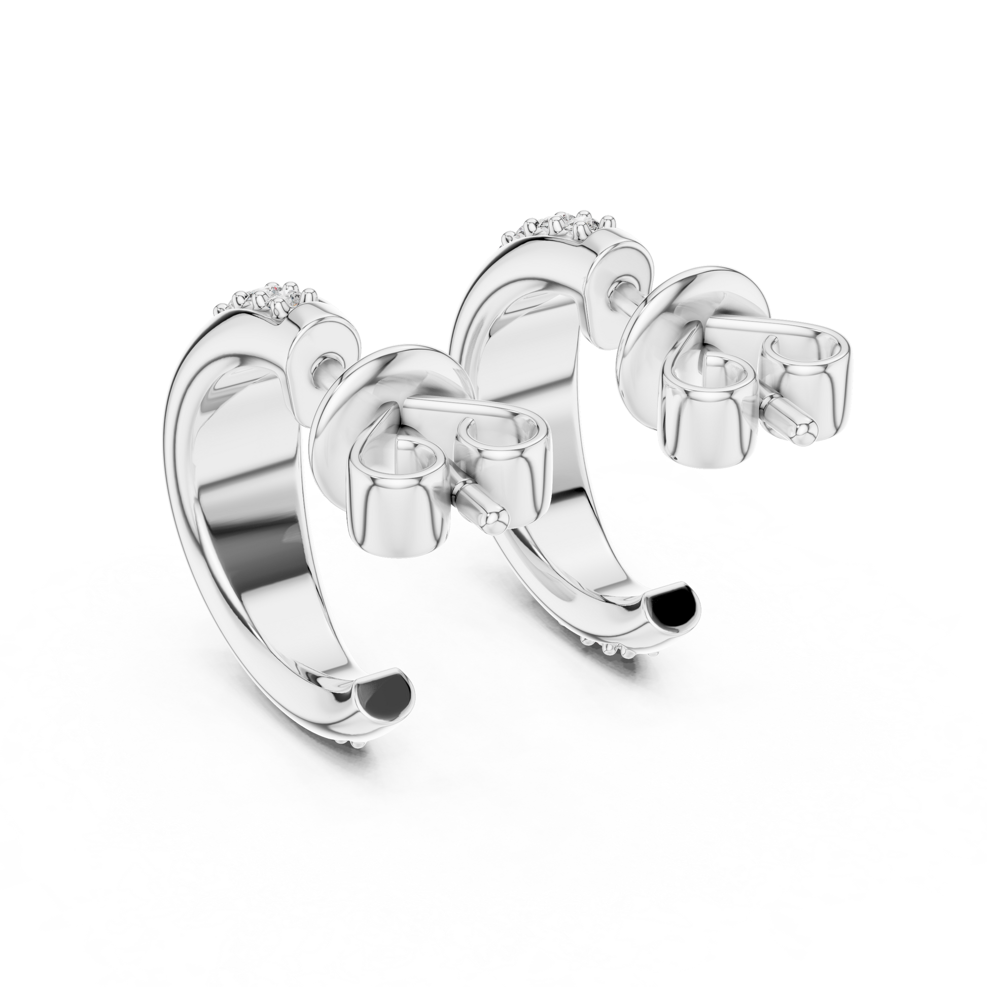 Round Cut Lab Grown Diamond Huggie Hoop Earrings in Platinum