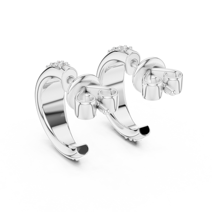 Round Cut Lab Grown Diamond Huggie Hoop Earrings in Silver