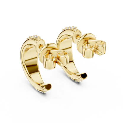 Round Cut Lab Grown Diamond Huggie Hoop Earrings in Yellow Gold