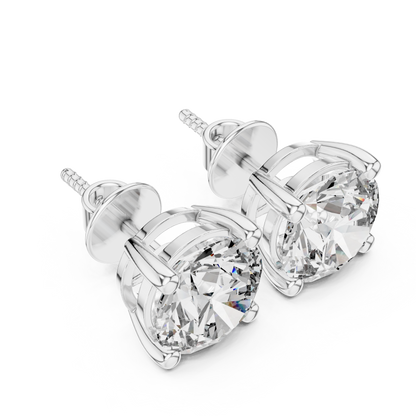Round Cut Lab Grown Diamond Stud Earrings in White Gold