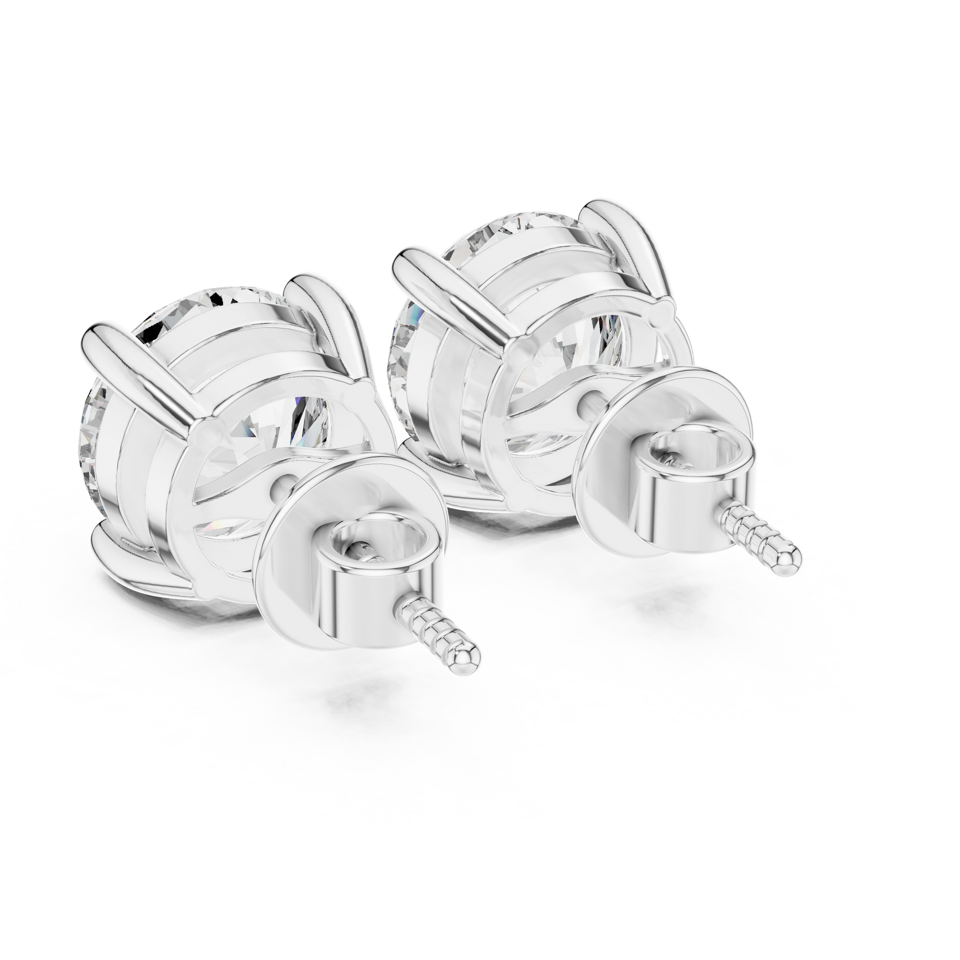 Round Cut Lab Grown Diamond Stud Earrings in White Gold