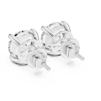 Round Cut Lab Grown Diamond Stud Earrings in Platinum