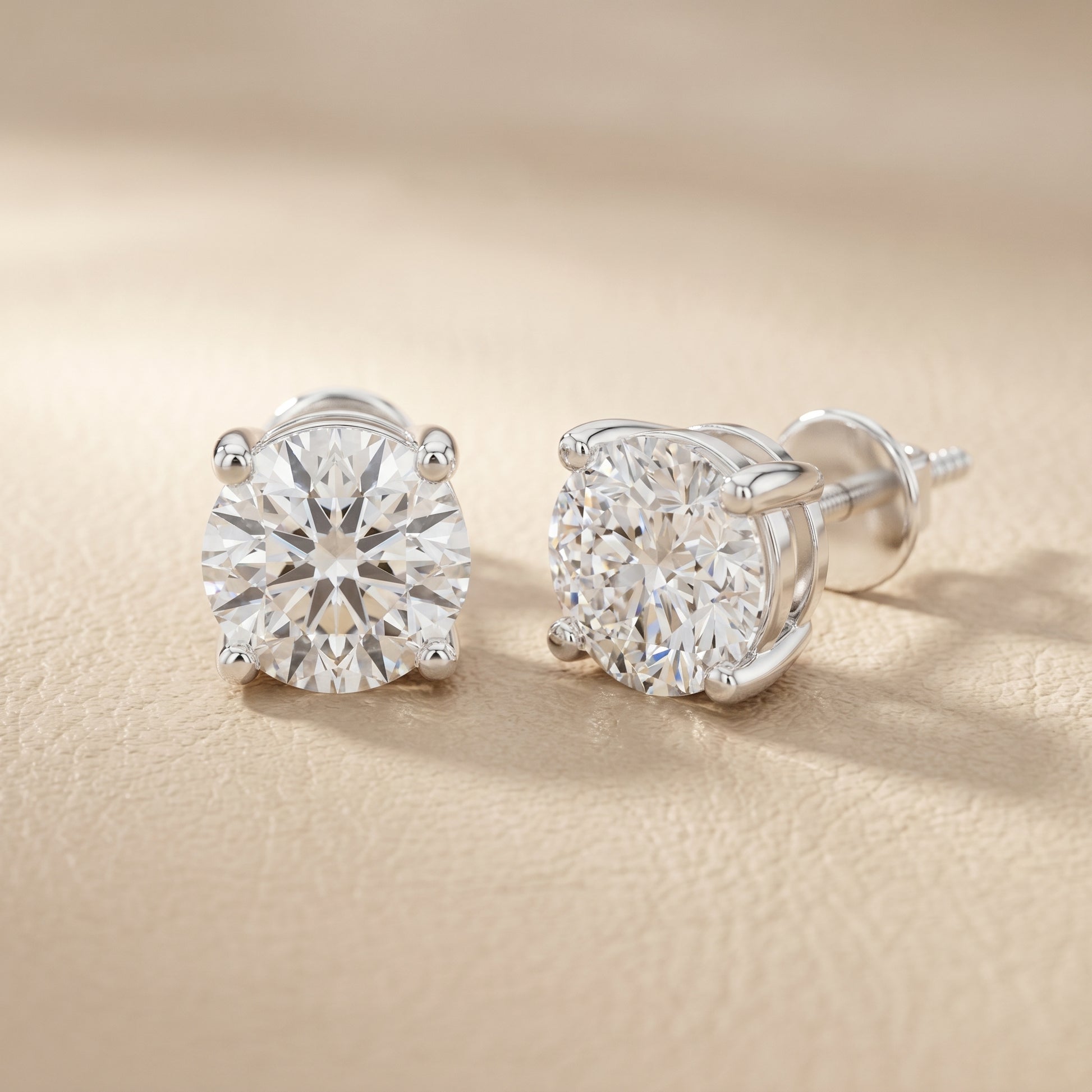 Round Cut Lab Grown Diamond Stud Earrings in White Gold
