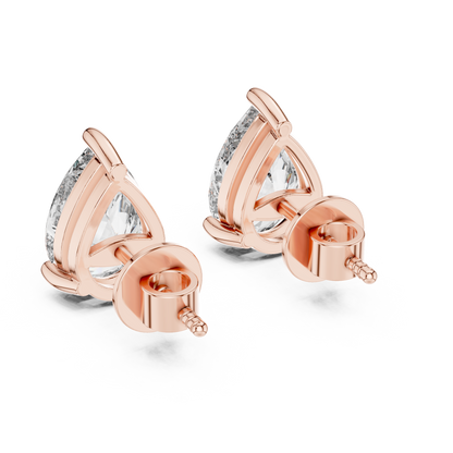 Pear Cut Lab Grown Diamond Stud Earrings in Rose Gold