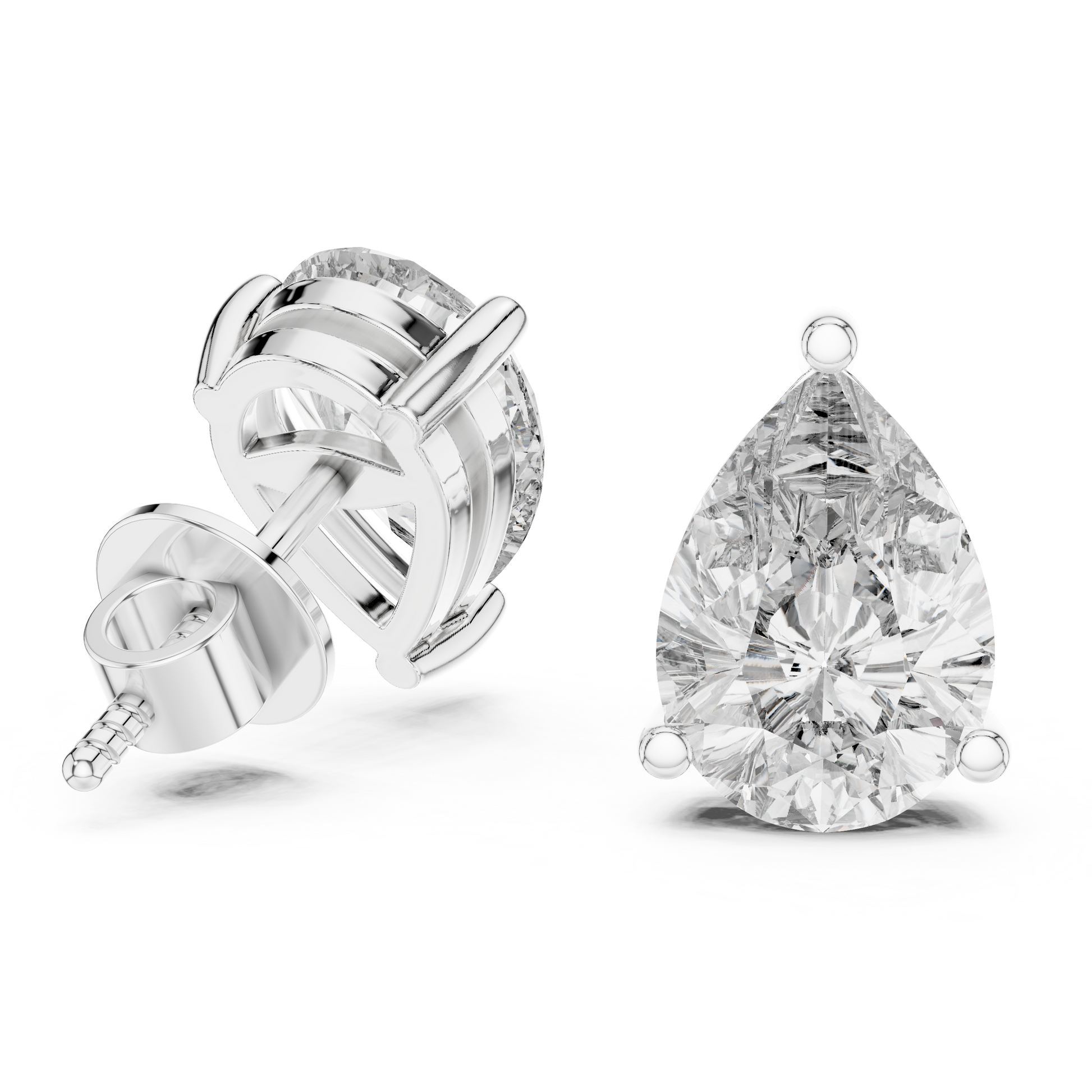 Pear Cut Lab Grown Diamond Stud Earrings in Platinum