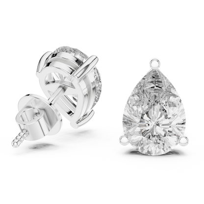Pear Cut Lab Grown Diamond Stud Earrings in Silver
