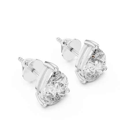 Pear Cut Lab Grown Diamond Stud Earrings in Silver