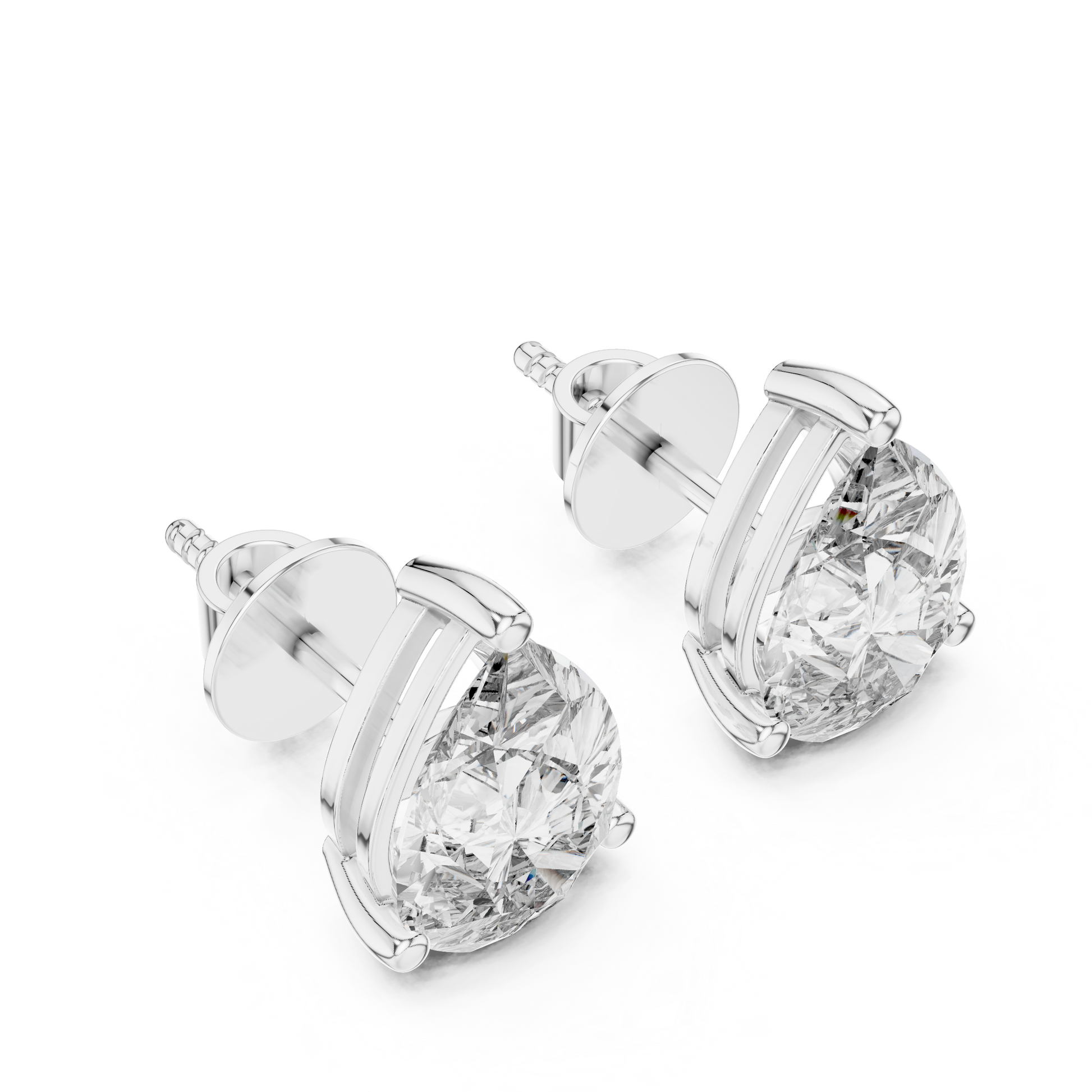 Pear Cut Lab Grown Diamond Stud Earrings in Platinum