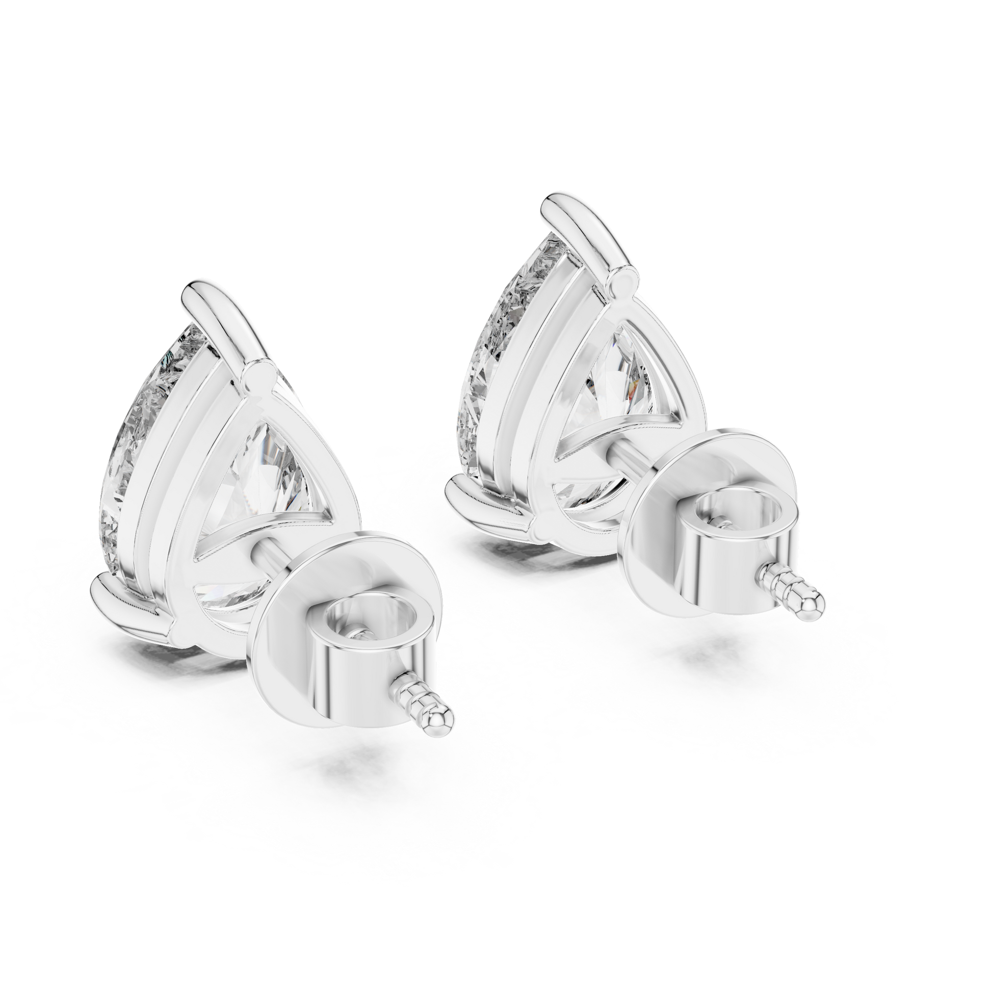 Pear Cut Lab Grown Diamond Stud Earrings in Silver