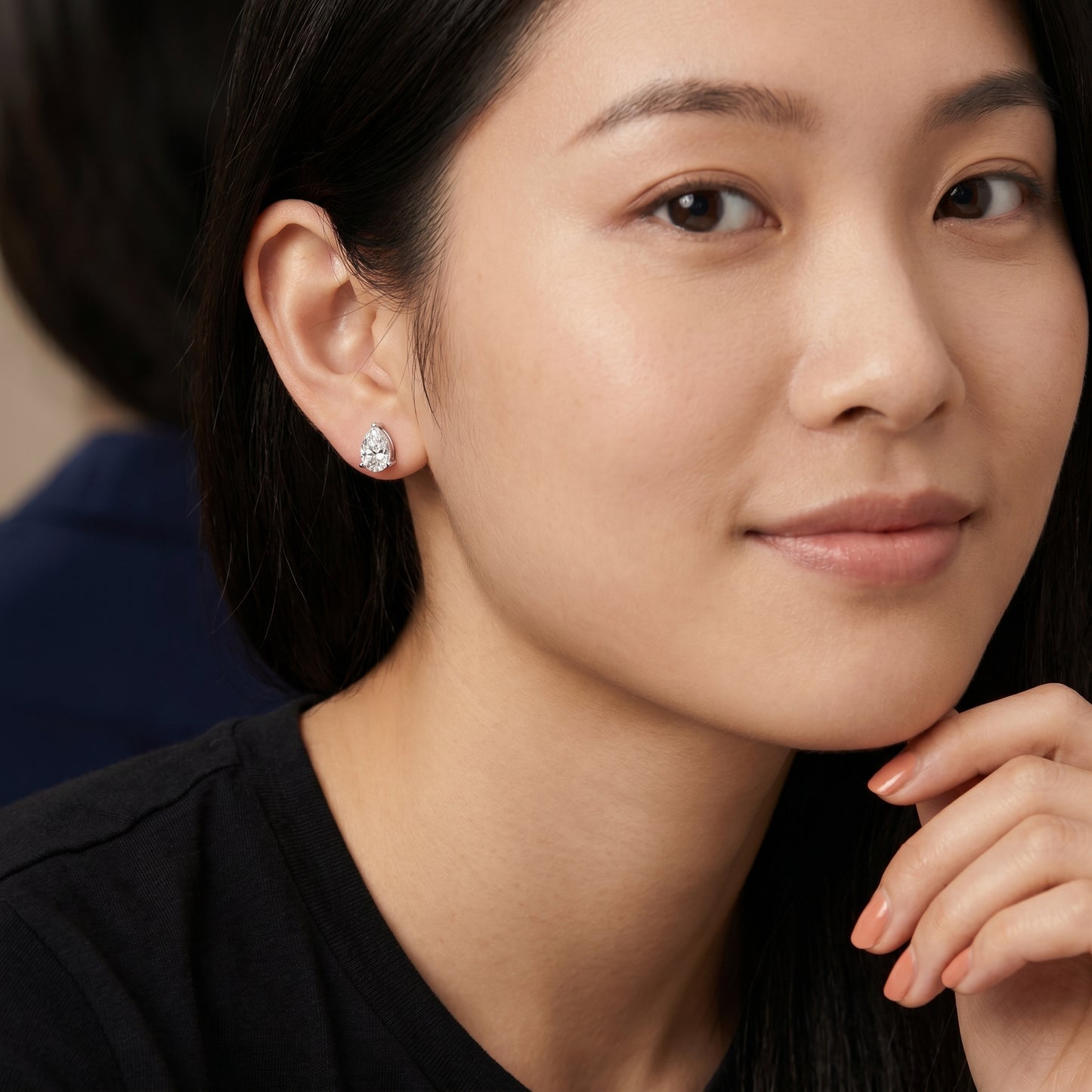 Pear Cut Lab Grown Diamond Stud Earrings in Silver
