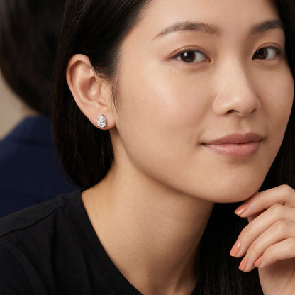 Pear Cut Lab Grown Diamond Stud Earrings in Silver