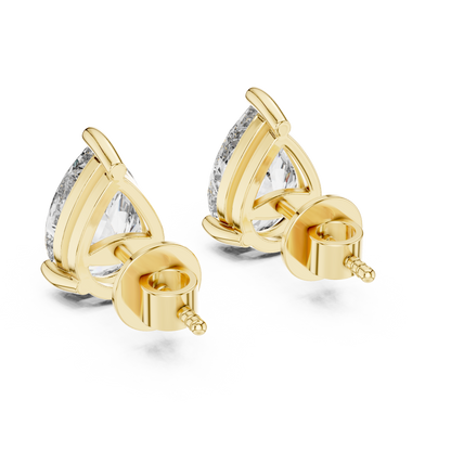 Pear Cut Lab Grown Diamond Stud Earrings in Yellow Gold