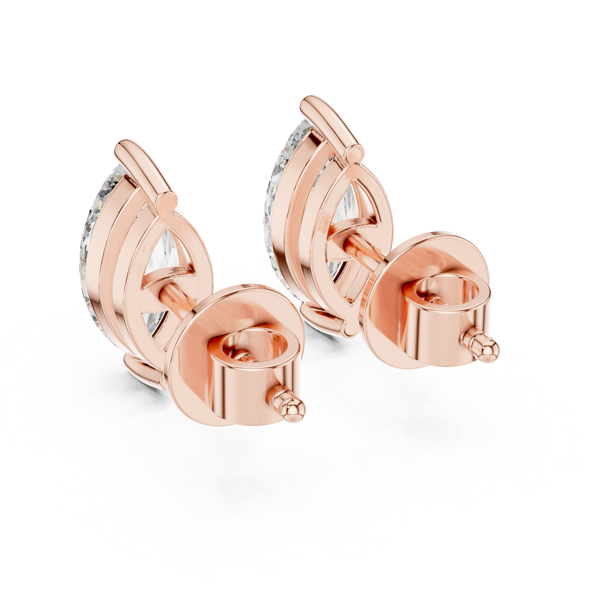 Marquise Cut Lab Grown Diamond Stud Earrings in Rose Gold