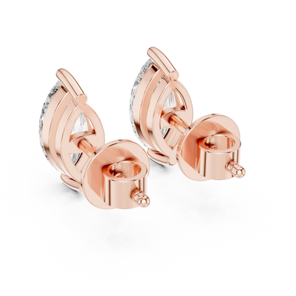 Marquise Cut Lab Grown Diamond Stud Earrings in Rose Gold