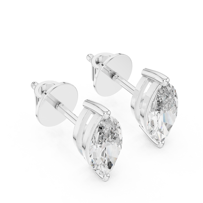 Marquise Cut Lab Grown Diamond Stud Earrings in White Gold