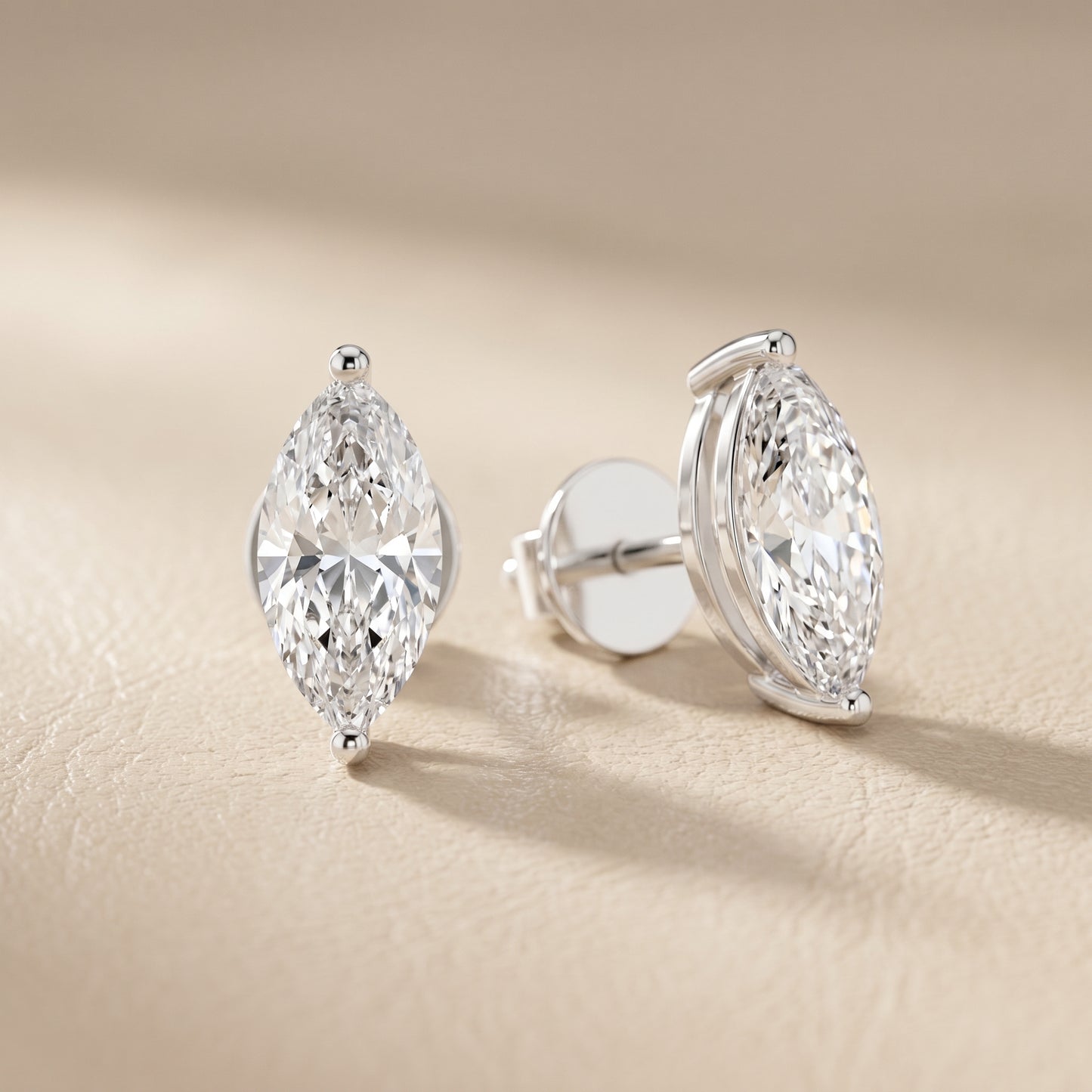 Marquise Cut Lab Grown Diamond Stud Earrings in Platinum