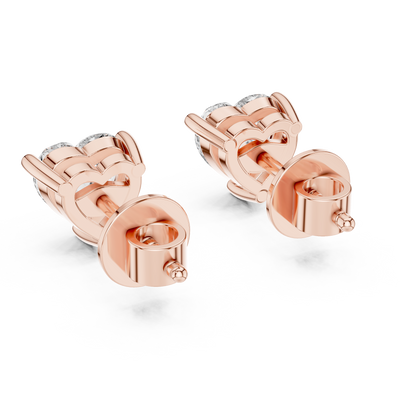 Heart Cut Lab Grown Diamond Stud Earrings in Rose Gold