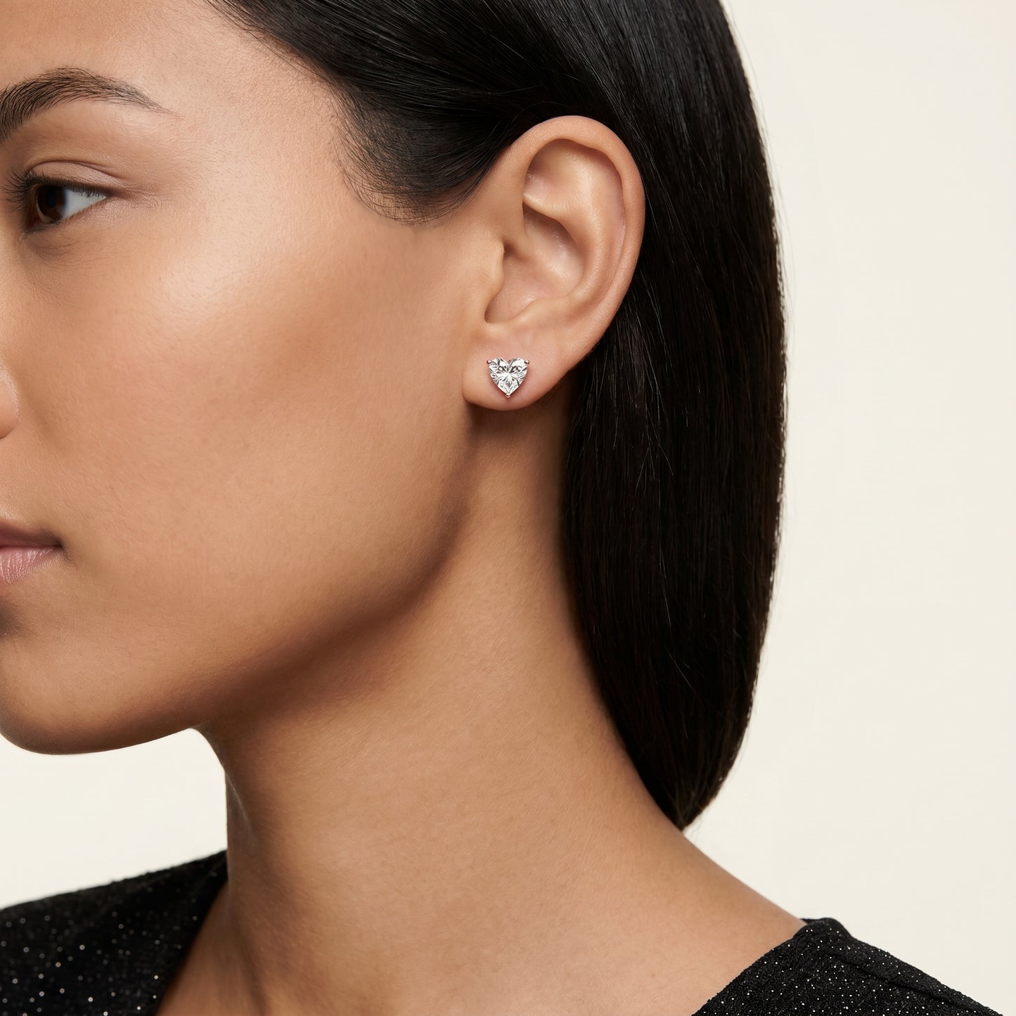 Heart Cut Lab Grown Diamond Stud Earrings in Rose Gold