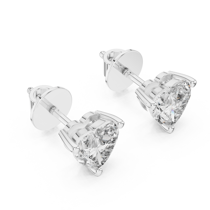 Heart Cut Lab Grown Diamond Stud Earrings in White Gold
