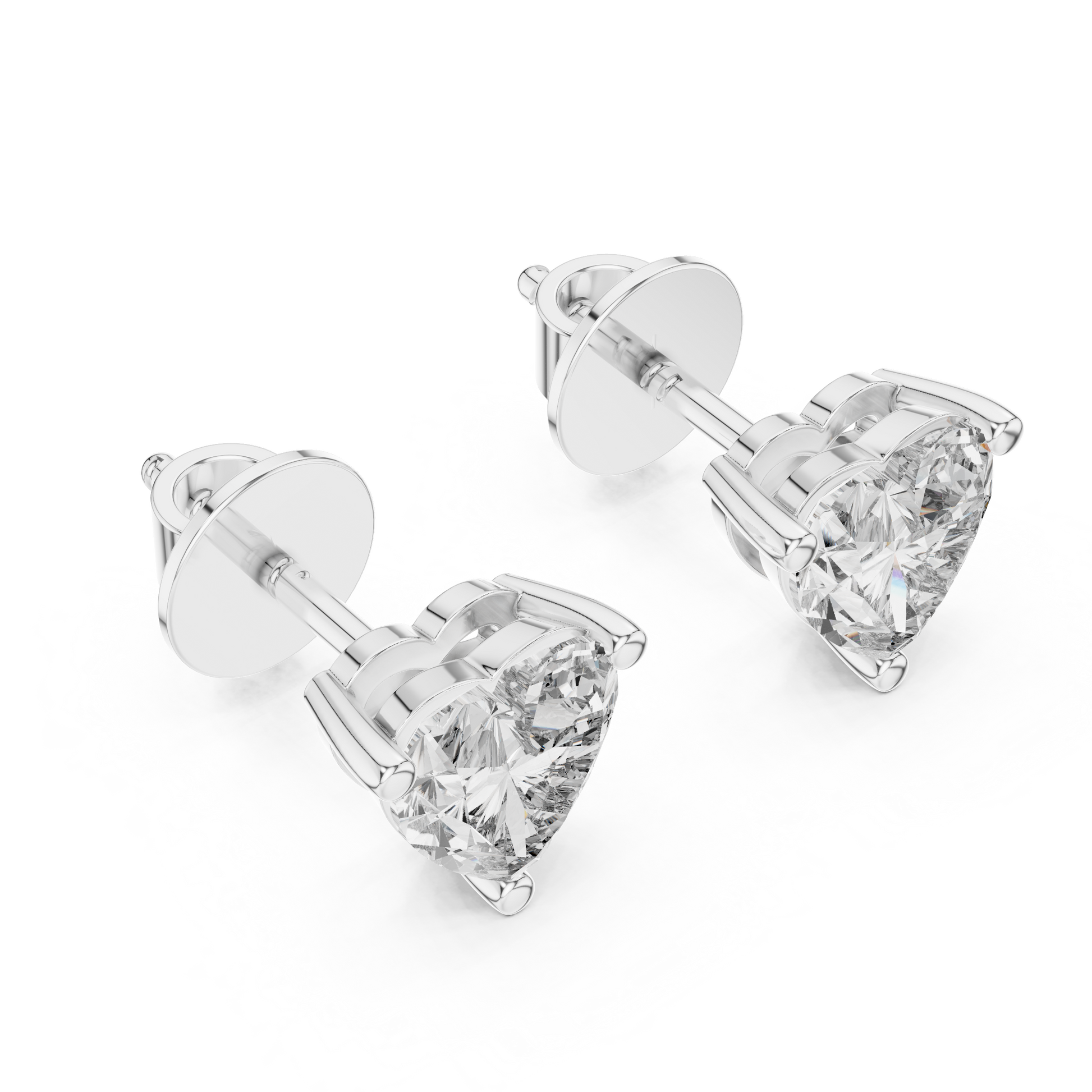 Heart Cut Lab Grown Diamond Stud Earrings in Platinum
