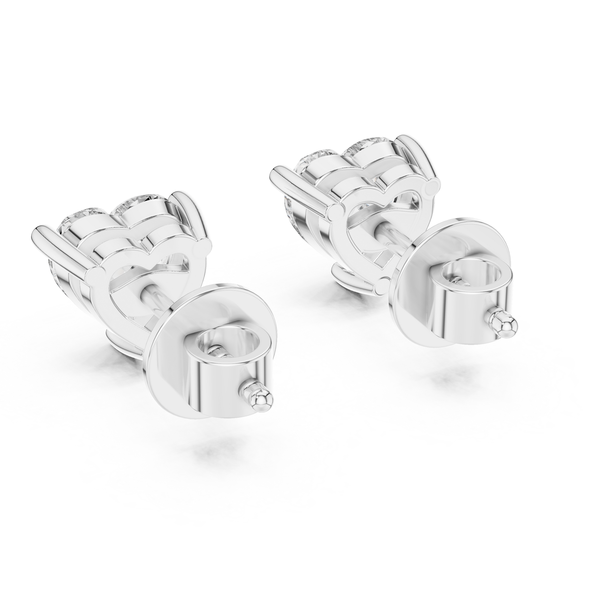 Heart Cut Lab Grown Diamond Stud Earrings in Platinum