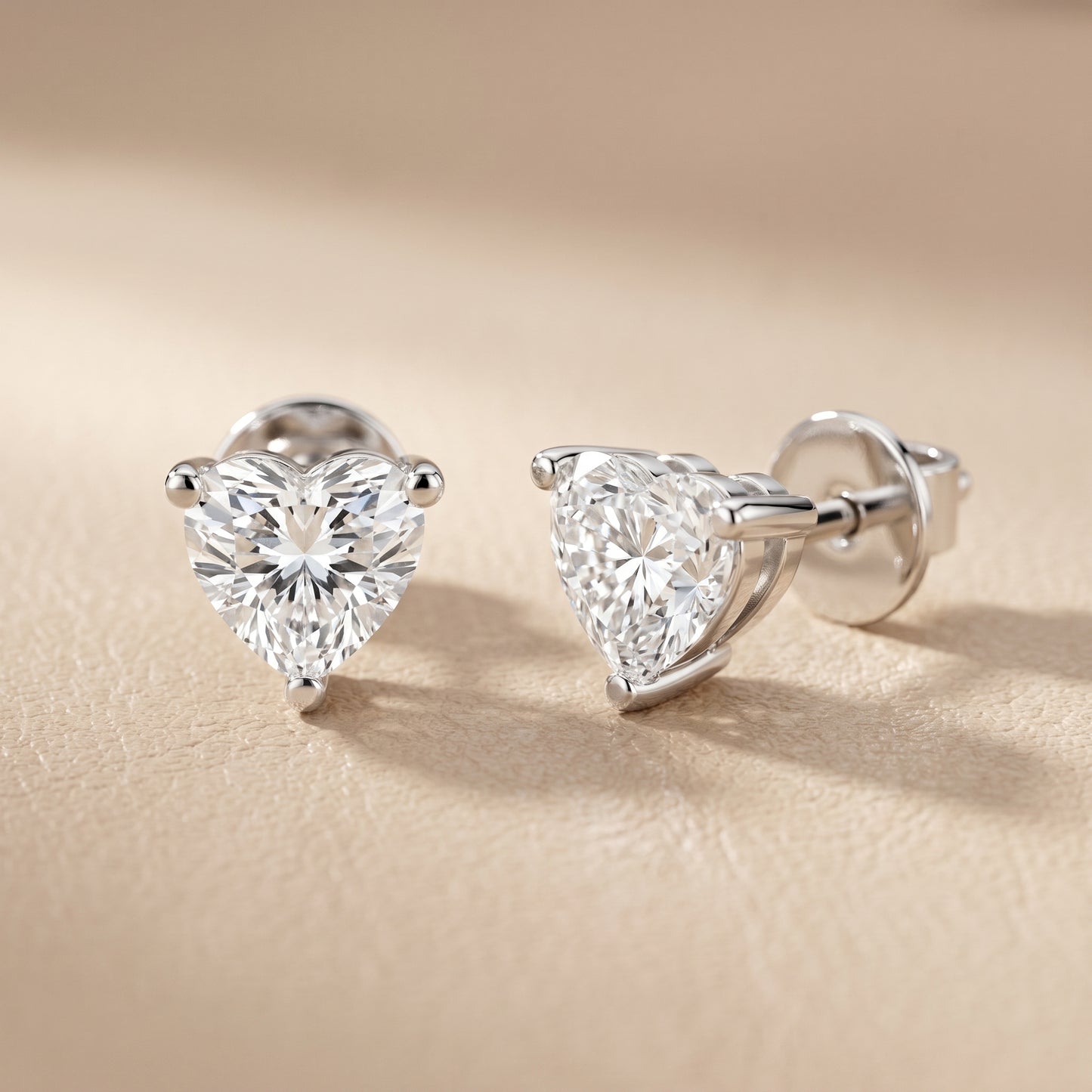 Heart Cut Lab Grown Diamond Stud Earrings in White Gold