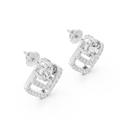 Round Cut Lab Grown Diamond Stud Earrings in Silver