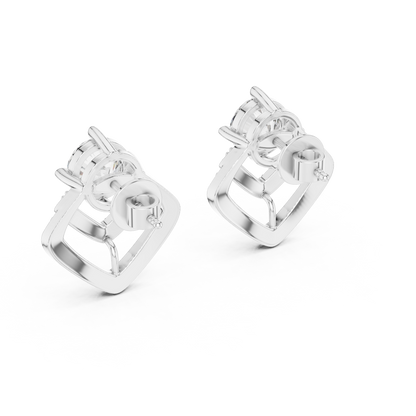 Round Cut Lab Grown Diamond Stud Earrings in White Gold