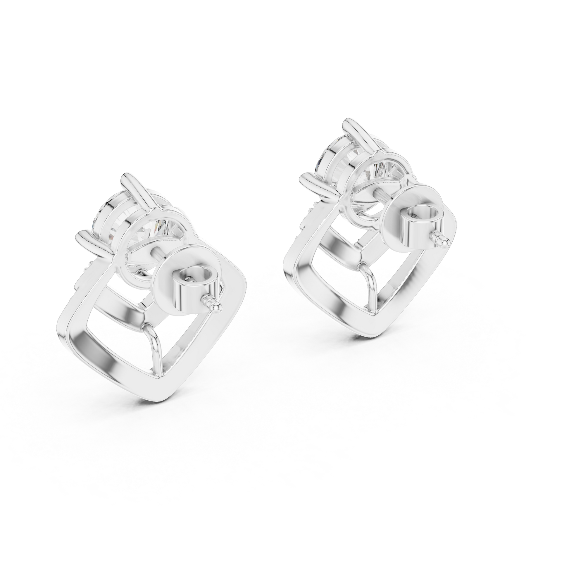 Round Cut Lab Grown Diamond Stud Earrings in Platinum