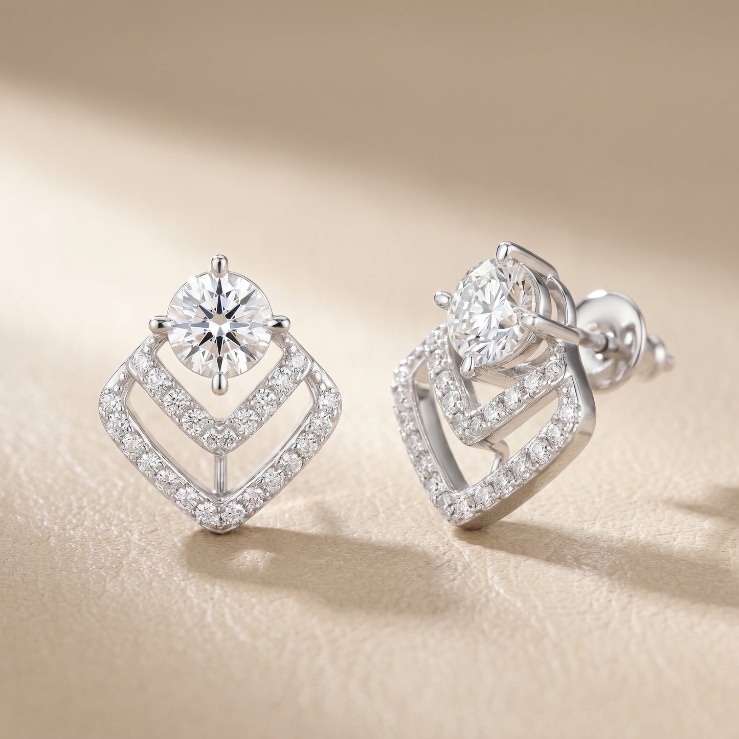 Round Cut Lab Grown Diamond Stud Earrings in White Gold