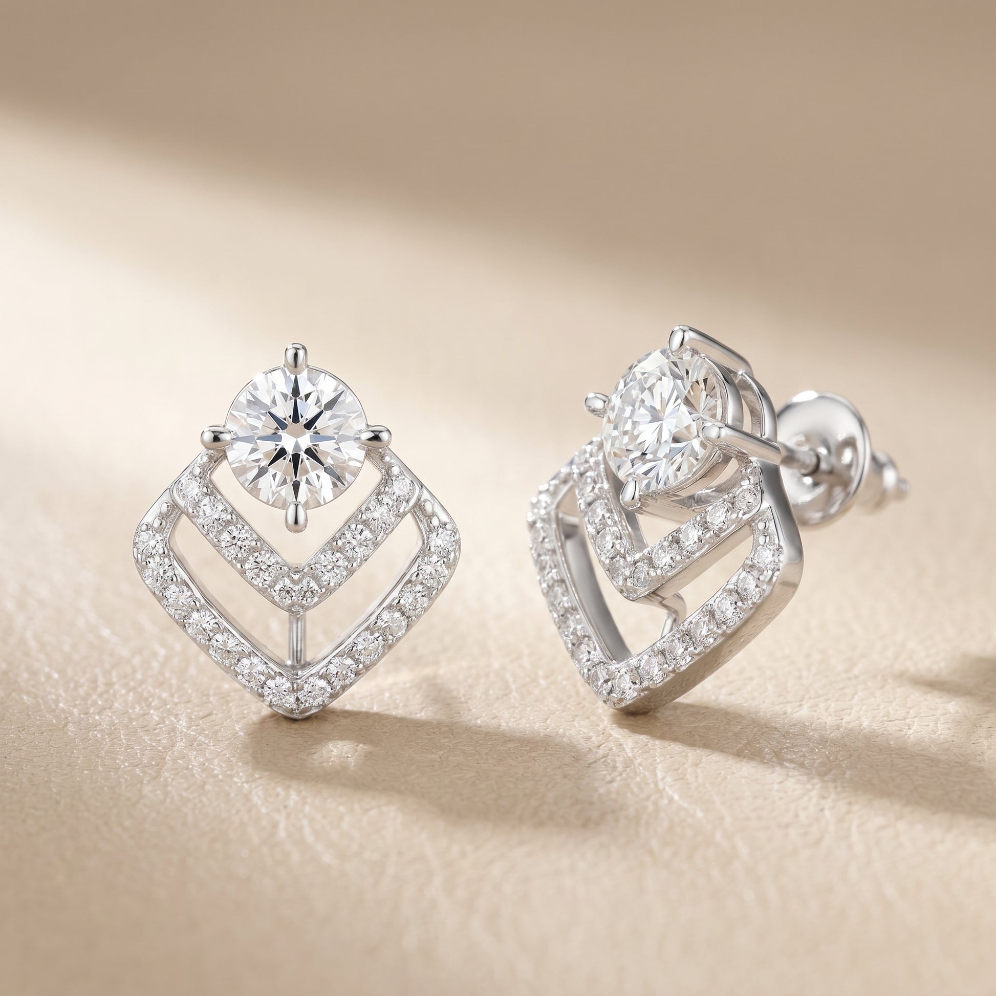 Round Cut Lab Grown Diamond Stud Earrings in White Gold