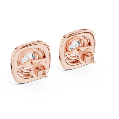 Round Cut Lab Grown Diamond Stud Earrings in Rose Gold