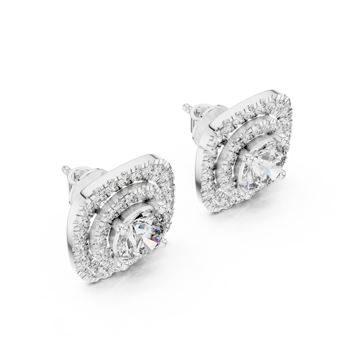 Round Cut Lab Grown Diamond Stud Earrings in White Gold