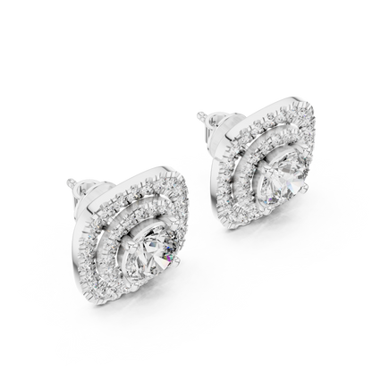 Round Cut Lab Grown Diamond Stud Earrings in White Gold