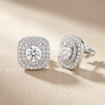 Round Cut Lab Grown Diamond Stud Earrings in White Gold
