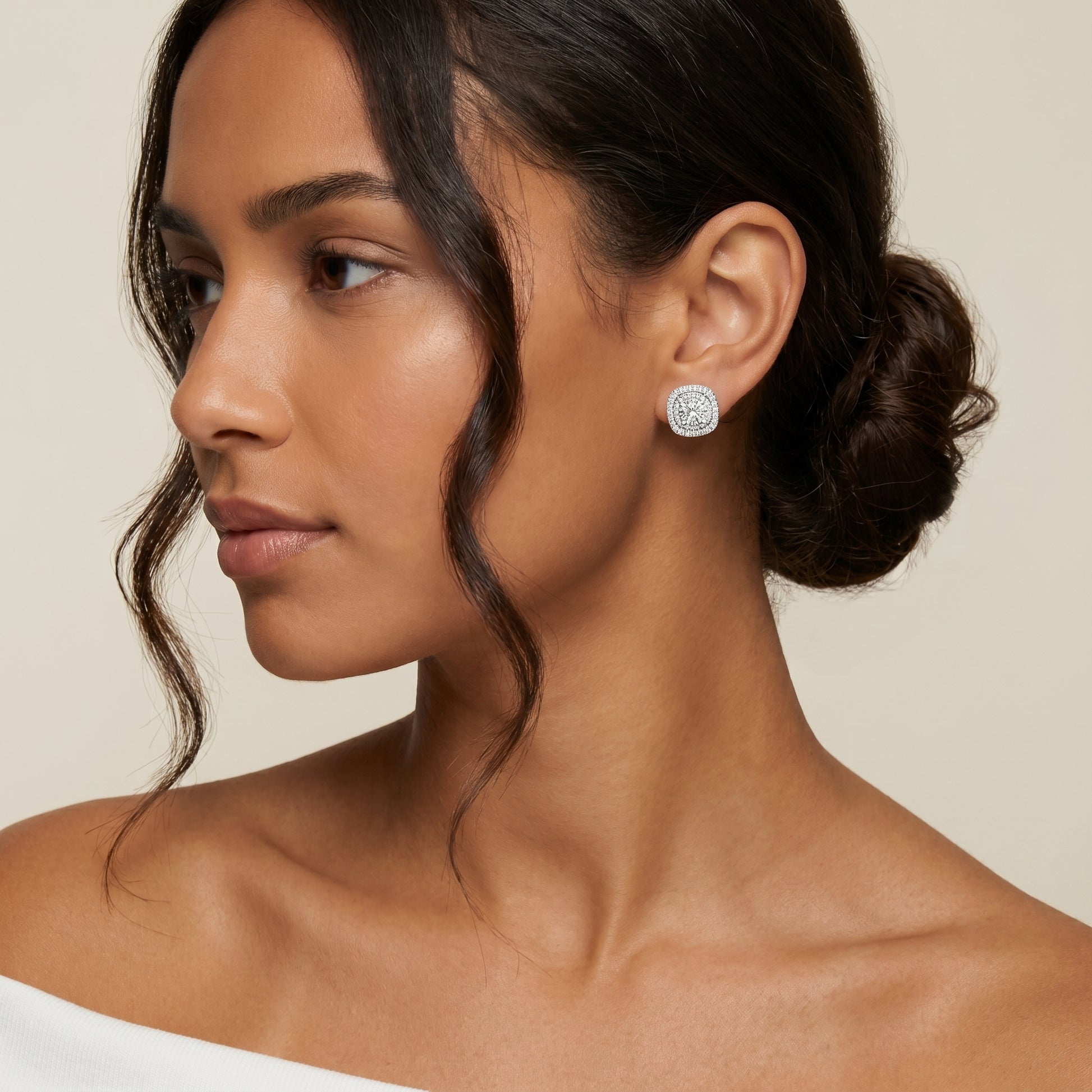 Round Cut Lab Grown Diamond Stud Earrings in Platinum