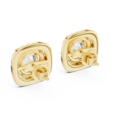 Round Cut Lab Grown Diamond Stud Earrings in Yellow Gold