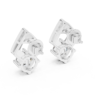 Round Cut Lab Grown Diamond Stud Earrings in White Gold