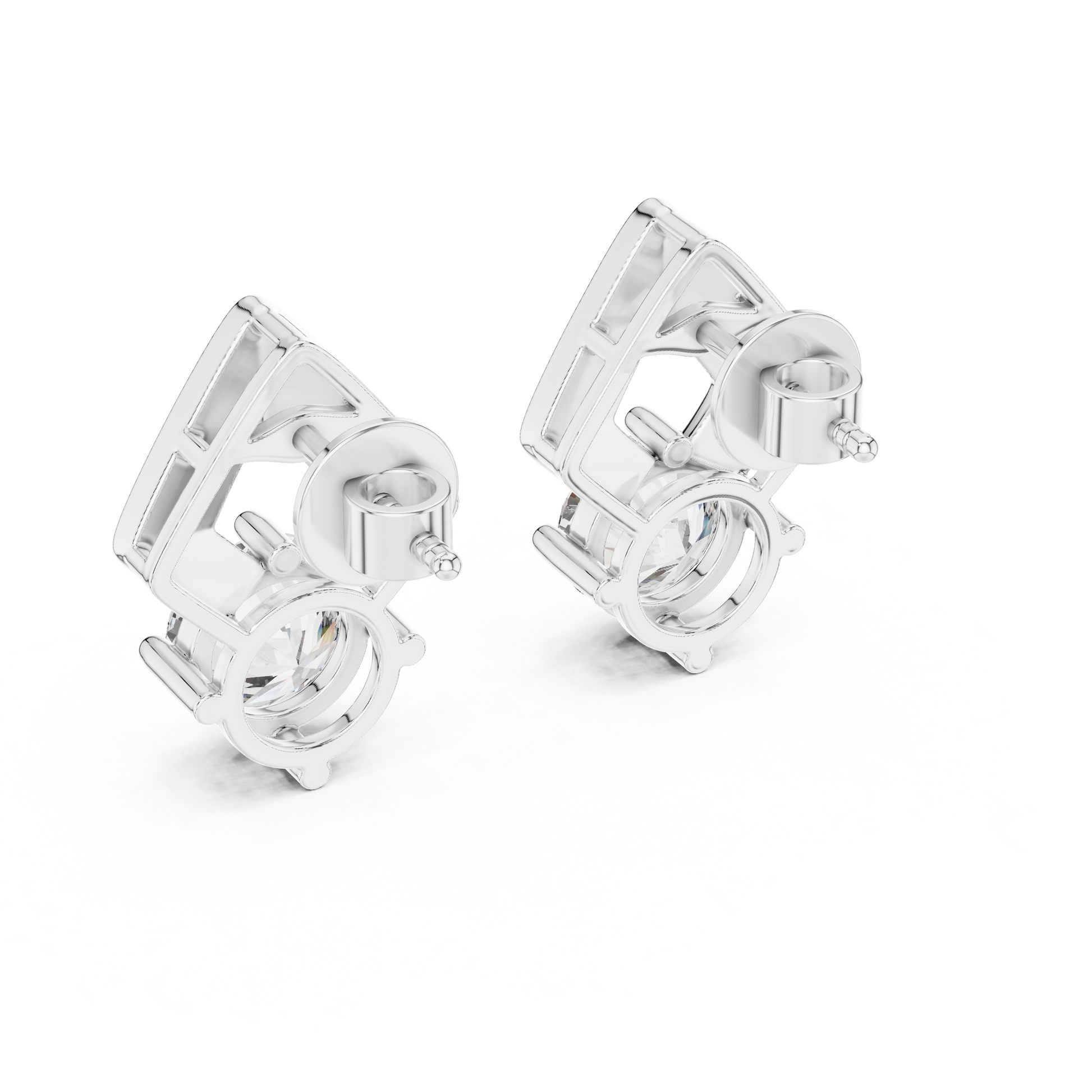 Round Cut Lab Grown Diamond Stud Earrings in Silver