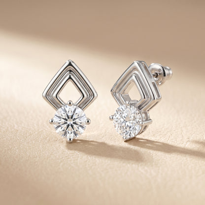 Round Cut Lab Grown Diamond Stud Earrings in White Gold