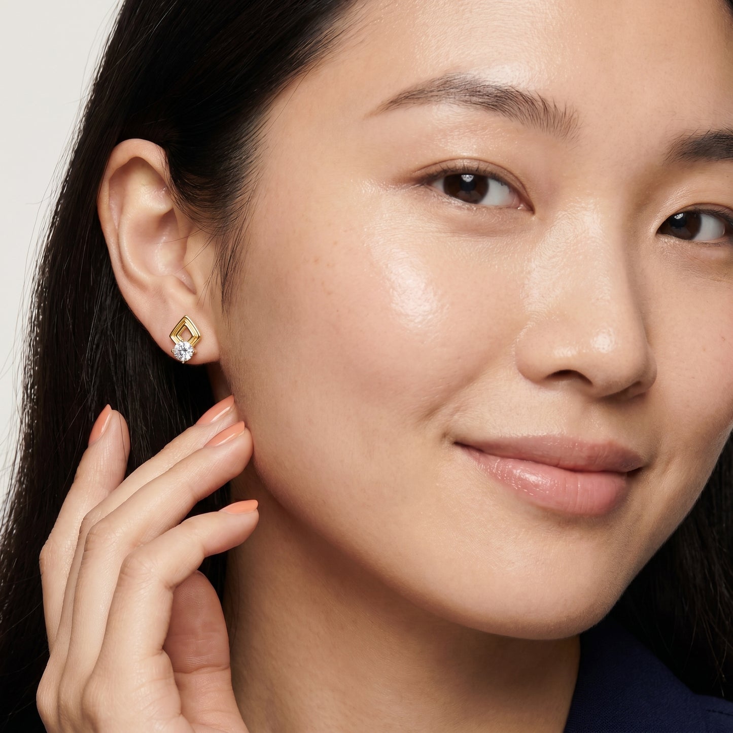 Round Cut Lab Grown Diamond Stud Earrings in Yellow Gold