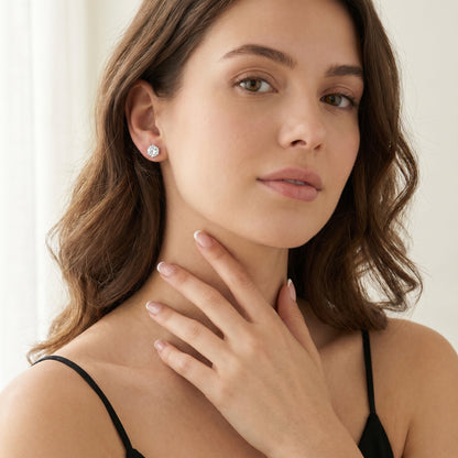 Round Cut Lab Grown Diamond Stud Earrings in White Gold