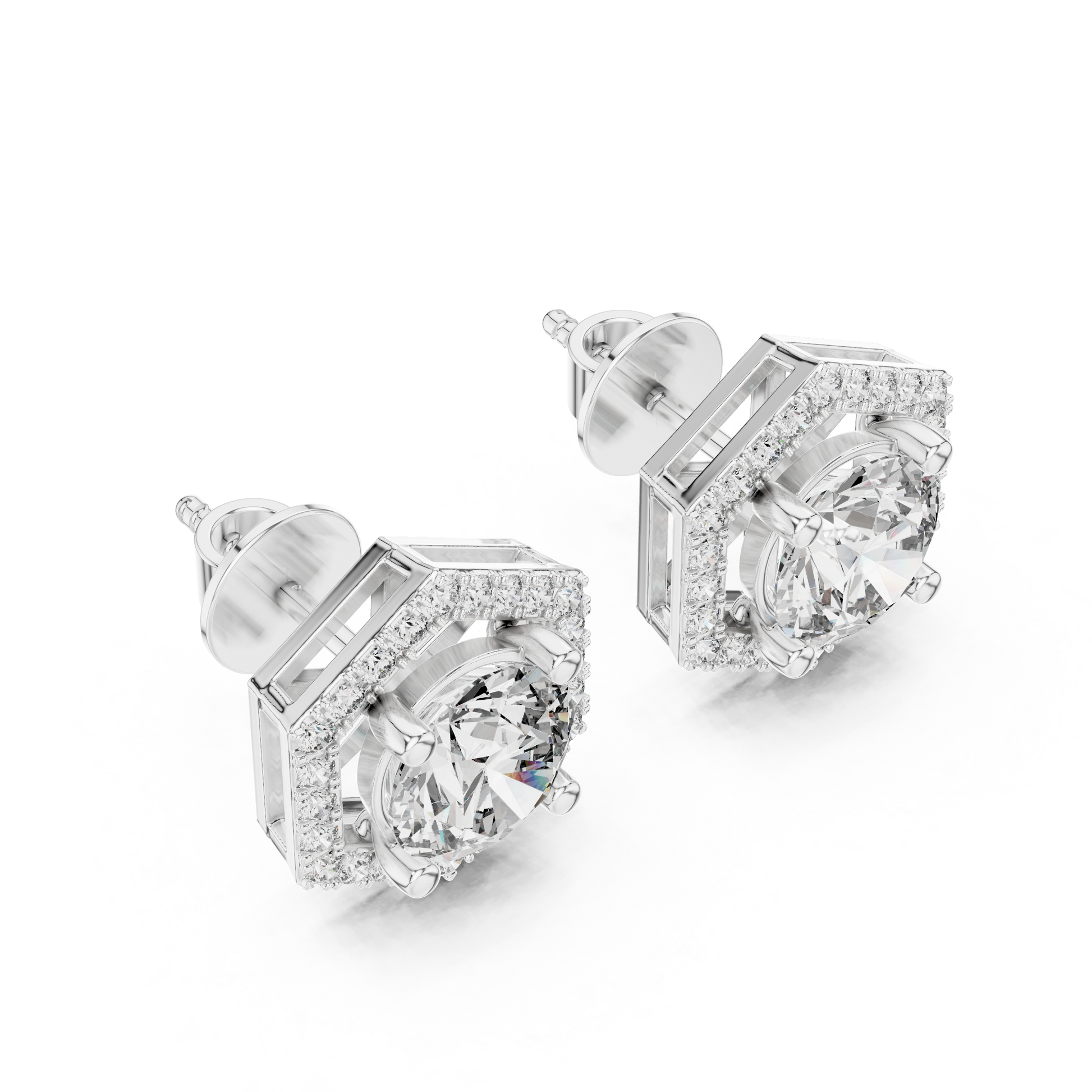 Round Cut Lab Grown Diamond Stud Earrings in Platinum