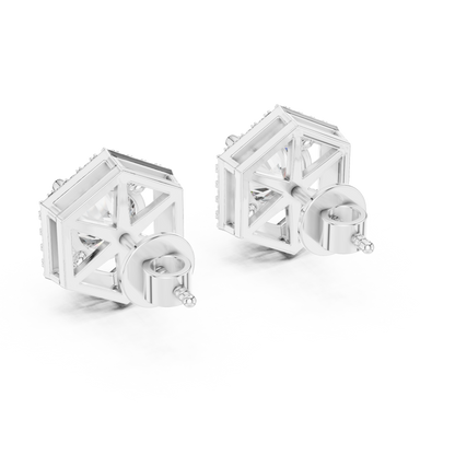 Round Cut Lab Grown Diamond Stud Earrings in White Gold