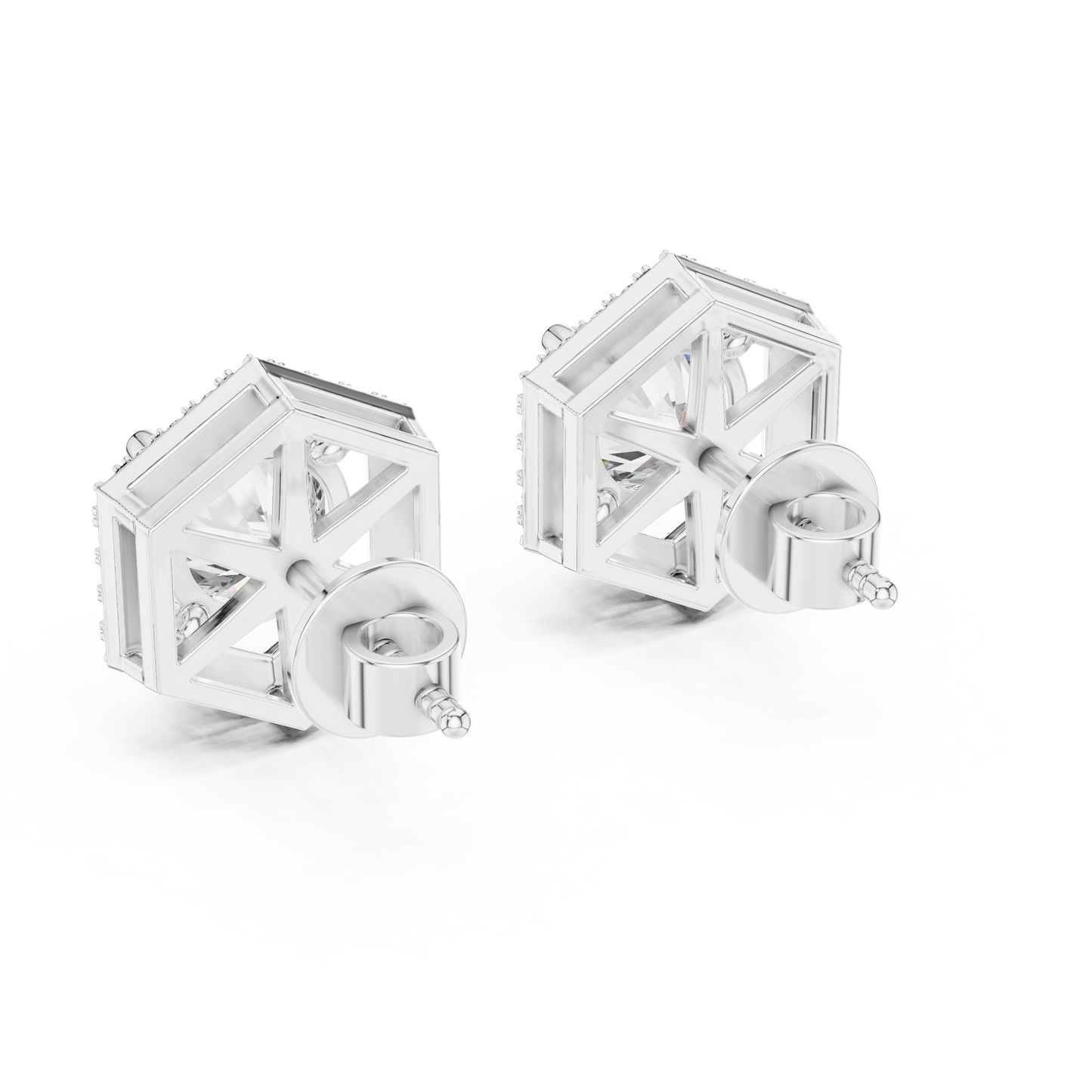 Round Cut Lab Grown Diamond Stud Earrings in Platinum