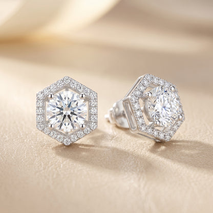 Round Cut Lab Grown Diamond Stud Earrings in Silver