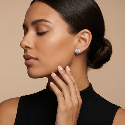 Round Cut Lab Grown Diamond Stud Earrings in White Gold