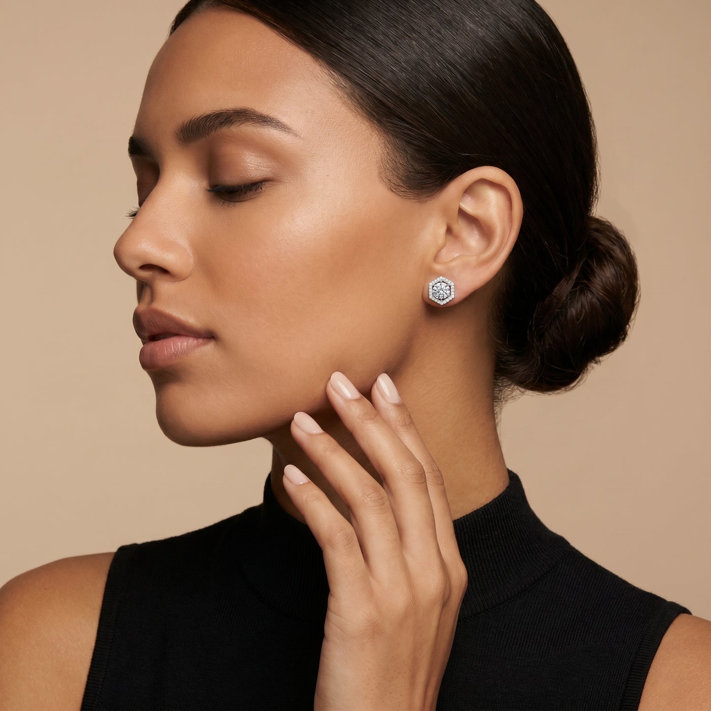 Round Cut Lab Grown Diamond Stud Earrings in Platinum