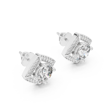 Round Cut Lab Grown Diamond Stud Earrings in Platinum