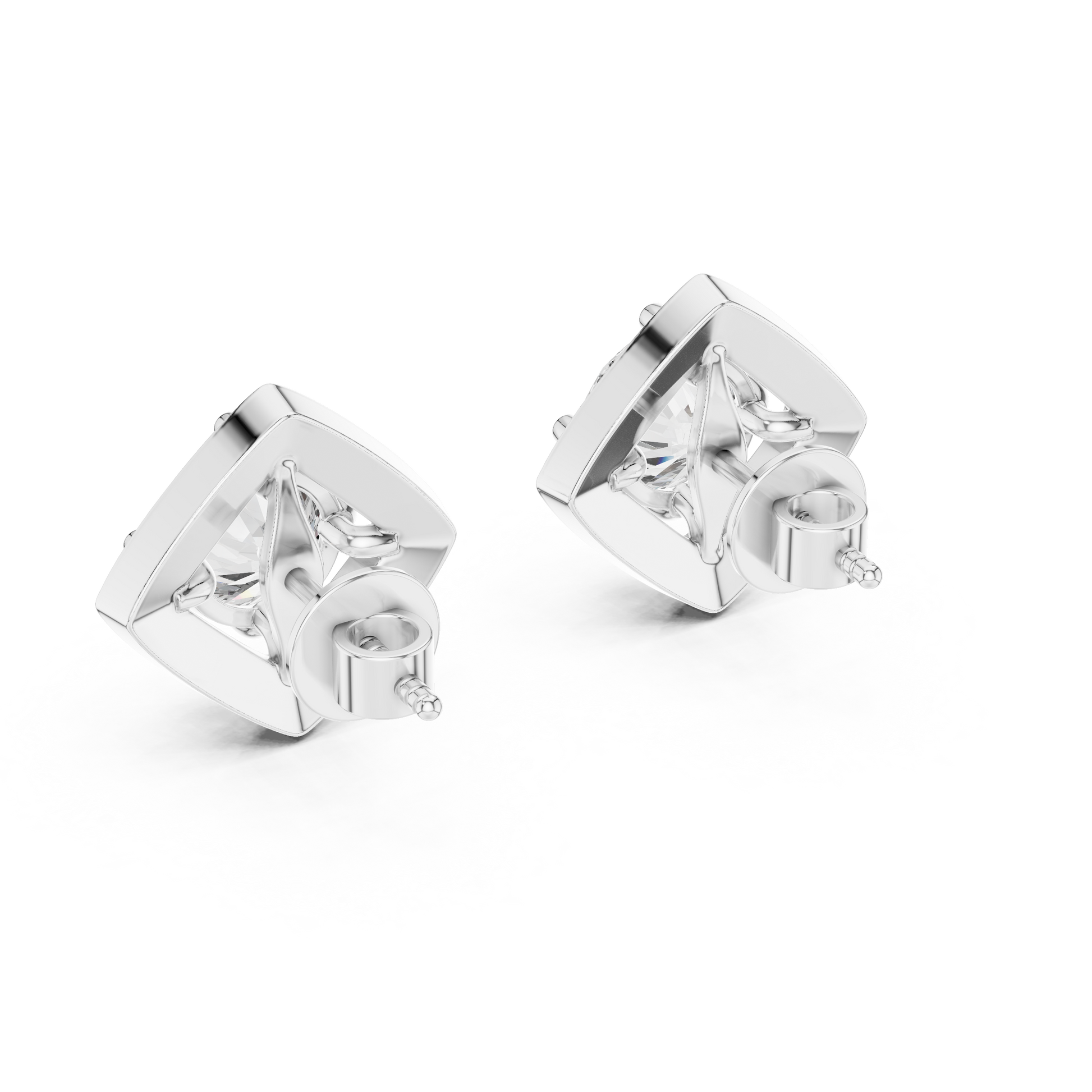 Round Cut Lab Grown Diamond Stud Earrings in White Gold